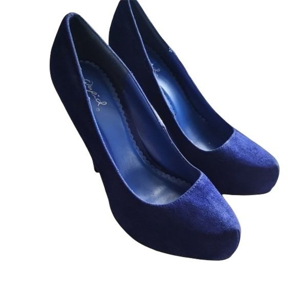 Blue Faux Suede Stiletto Heels - Picture 4 of 6